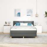 vidaXL Postelja s škripcem z vzmetnico Temno siva 140x190 cm Tkanina | Shoptok.si