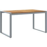 Vanjski Zunanja jedilna miza Siva 140x80x75 cm Jeklo in trdi les akacije | Shoptok.si