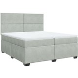 Krevet s oprugama i madracem svjetlosivi 200x200 cm baršunasti | shoptok.hr