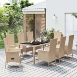The Living Store Vrtna jedilna garnitura 9-delna z blazinami bež poli ratan - Vrtna Jedilna Garnitura, (21478679) | Shoptok.si