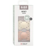 Bibs tolažilna duda - silikon Infinity s simetričnim cucljem 0-6 m 2/1 ivory/blush | Shoptok.si
