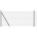 vidaXL Ograja iz verige s 7 flanšnimi stebri 0.8x10 m Galvanizirano jeklo | Shoptok.si