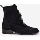 Zazoo Suede women's ankle boots 3085 black with decorative flowers | shoptok.hr