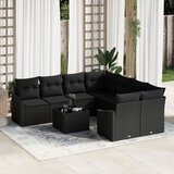 vidaXL Vrtni kauč set Set od 9 Crna Ratan, poliester jastučići Cijene