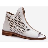Zazoo White Leather Laced Sandals with Zip 977/L | Shoptok.si