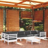 Maison Chic Seti vrtnega pohištva - Vrtna garnitura - Vrtni pohištvo set 8-delna z blazinami bela borovina, (21800077) | Shoptok.si