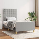 Maison Chic Posteljni okvir - Enojna postelja - Postelja za odrasle z vzglavjem svetlo siv 80x200 cm blago-J9693, (21763329) | Shoptok.si