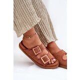 Boto Women's Sandals With Buckles And Decorative Stitching Camel Visley | Shoptok.si