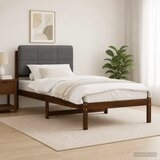  Krevetni okvir s tapiciranim uzglavljem - Tamnosmeđa i svjetlosiva 90 x 190 cm | shoptok.hr