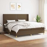  Box spring postelja z vzmetnico temno rjav 200x200 cm blago Cene