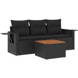 Maison Chic Seti vrtnega pohištva - Vrtna garnitura - Vrtni pohištvo set 4-delna z blazinami črna poli ratan, (21819695) | Shoptok.si