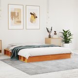 Maison Chic Posteljni okvir - Dvoposteljna postelja - Zakonska postelja brez vzmetnice vošč. rjav 150x200 cm borovina-J13097, (21762821) | Shoptok.si
