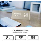 Venisymlis Digitalna Budilka Z Elektronskim Led Lesenim Prikazom Časa 3 Nastavitvami Alarma Zaznavanje Temperature (Rjava), (22059961) | Shoptok.si