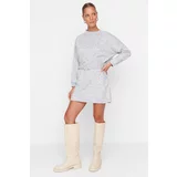 Trendyol Gray Belted Soft Mini Knitted Dress