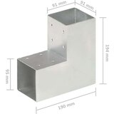 Spojnik za stupove u L-obliku od pocinčanog metala 91 x 91 mm | shoptok.hr