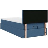 vidaXL Otomanski posteljni okvir z vzmetnico moder 90x190 cm blago, (21610557) | Shoptok.si