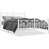 vidaXL Kovinski posteljni okvir z vzglavjem in vznožjem bel 140x200 cm | Shoptok.si