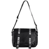 Fashion Hunters Black large messenger bag with a wide strap