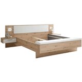 Livetastic Postelja Catania, Hrast, Bela, 2 X Led, 180x200 | Shoptok.si
