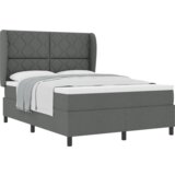vidaXL Box Spring postelja s preprosto - temno siva, 140x190 cm, tkanina | Shoptok.si