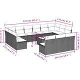  14-dijelni set vrtnih sofa s jastucima poliratan crni | shoptok.hr