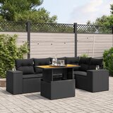 vidaXL 6-dijelni set vrtnih sofa s jastucima crni od poliratana | shoptok.hr