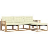 vidaXL Zunanja garnitura za sedenje z blazino 4 pcs Bela in krem, (5000281948) | Shoptok.si
