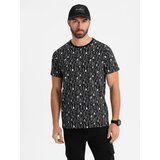 Ombre Cotton T-shirt with print and round neckline - black | Shoptok.si