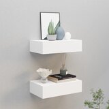 vidaXL Stenska polica s predalom 2 kosa bela 40x23,5x10 cm mediapan Cene