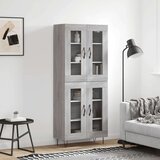 vidaXL Visoka komoda siva sonoma 69,5x34x180 cm inženirski les | Shoptok.si