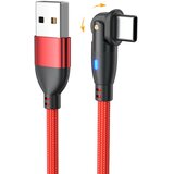 INF 2-Pack USB na Type-C 180° vrtljiv polnilni podatkovni kabel - najlonsko pleten Red 3 m, (5000276527) | Shoptok.si
