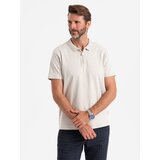 Ombre Men's melange polo shirt with striped collar - black | Shoptok.si