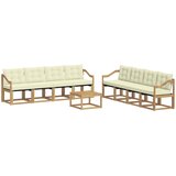 vidaXL Zunanja garnitura za sedenje z blazino 9 pcs Bela in krem, (5000271864) | Shoptok.si