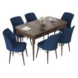 Hanah home set trpezarijski sto i 6 stolica nef baroque navy blue | ePonuda.com