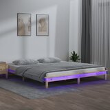 vidaXL LED posteljni okvir 200x200 cm trden les Cene