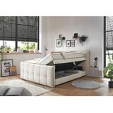 MID.YOU POSTELJA BOXSPRING 160 cm x 200 cm , tekstil, leseni material krem barve | Shoptok.si