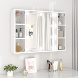 The Living Store Omarica z ogledalom in LED lučkami visok sijaj bela 76x15x55 cm - Omarica Z Ogledalom, (21436790) Cene