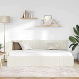  Kutni okvir kreveta s uzglavljem Krema 100 x 200 cm Baršun | shoptok.hr
