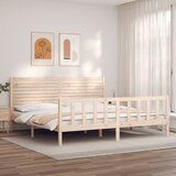 vidaXL Posteljni okvir z vzglavjem 200x200 cm trden les | Shoptok.si