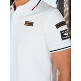 DStreet Koszulka męska polo z naszywkami biała | shoptok.hr