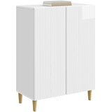  Strani šal Bela visok sijaj 66 x 34,5 x 90 cm Inženirski les, (5000233800) | Shoptok.si