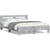 vidaXL Posteljni okvir z vzglavjem betonsko siv 150x200 cm inž. les, (20978771) | Shoptok.si