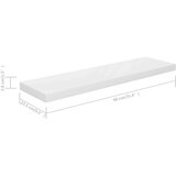 vidaXL plutajuće zidne police 2 kom sjajne bijele 90x23,5x3,8 cm MDF | shoptok.hr