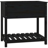 vidaXL Visoka greda s polico črna 82,5x54x81 cm trdna borovina | Shoptok.si