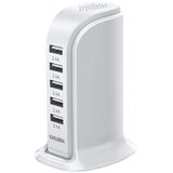 Kakusiga KSC-741 namizni polnilec 5x USB 2,4A - bel | Shoptok.si
