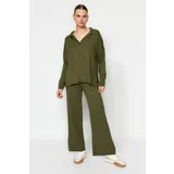 Trendyol Khaki Oversized Sweater Top-Upper Set