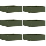 vidaXL Robovi trave 6 pcs Oljčno zelena 40 x 40 x 13 cm Jeklo | Shoptok.si