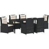 vidaXL 7-kompletna vrtna blagovaonica crni poli ratan, vrtni stol crni 200x80x73 cm kaljeno staklo | shoptok.hr