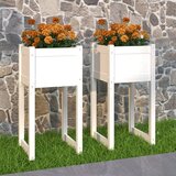 Maison Chic Visoka greda - Greda - Cvetlični Lonec 2 kosa bela 40x40x81 cm trdna borovina, (21789934) | Shoptok.si
