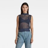 G-star Sweater - Pointelle mock s\l knit blue